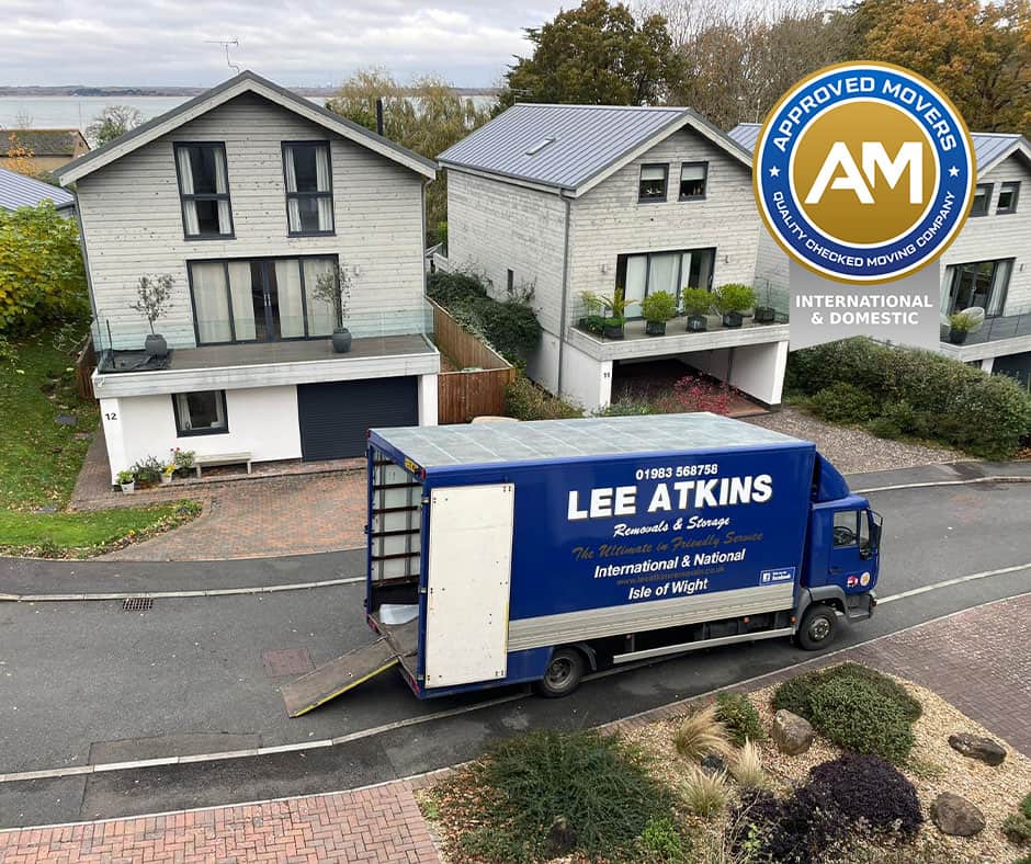 Moving lorry waiting outside a home on the Isle of Wight